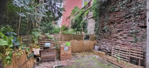 Élagage et taille de troène dans une petite cour intérieure à Montauban, Montauban, Arlequin Espaces Verts