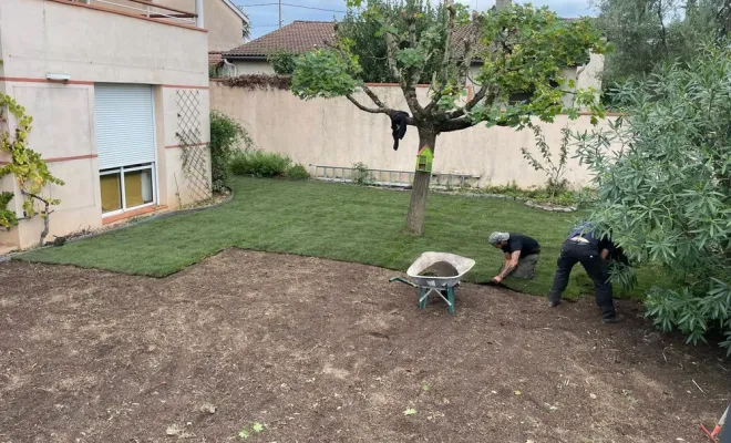 Création d'une pelouse en rouleau sur montauban dans le 82, Montauban, Arlequin Espaces Verts
